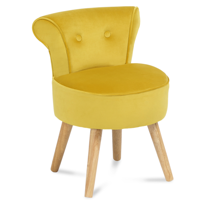 Fauteuil crapaud en velours jaune