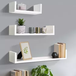 Lot de 3 étagères murales blanches