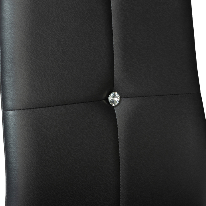 Lot de 6 chaises ROMANE noires bandeau blanc avec strass pour salle à manger