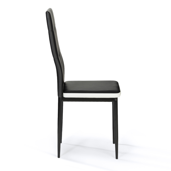 Lot de 6 chaises ROMANE noires bandeau blanc avec strass pour salle à manger