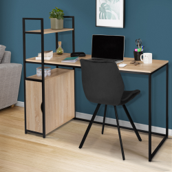 Scrivania Angolare Girevole DETROIT Design Industriale Con Ripiano A S E Struttura In Metallo Nero