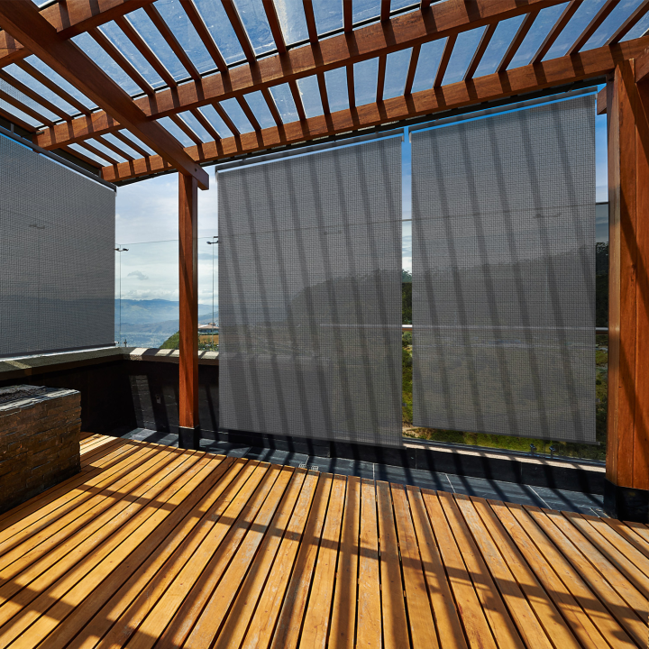 Lot de 2 stores enrouleurs tamisants L.124 x H. 225 CM pour pergola gris anthracite