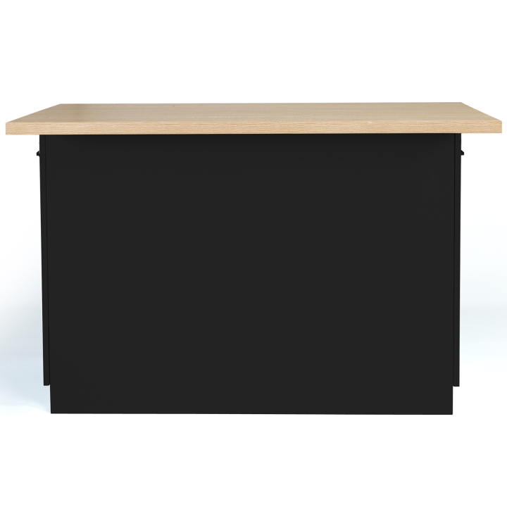 Ilot central IVO 120 cm bois noir avec plan de travail façon hêtre