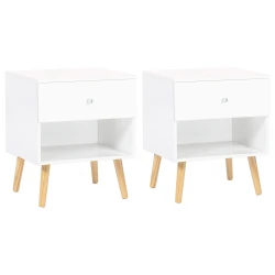 Lot de 2 chevets 1 tiroir EMMIE scandinave bois blanc