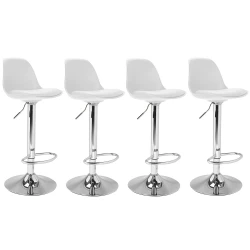Lot de 4 tabourets de bar KARL design blanc