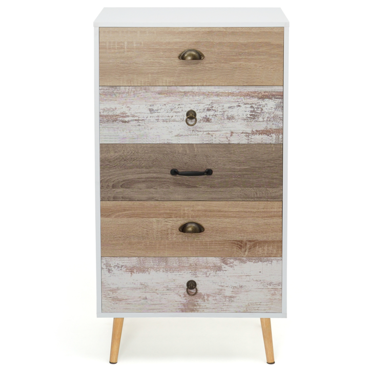 Chiffonnier 5 tiroirs BAHIA 60 cm commode semainier scandinave