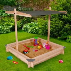 Bac à sable KIDS bois avec toit ouvrant gris