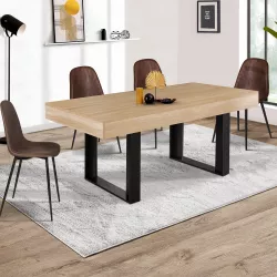 Table à manger rectangle PHOENIX 6 personnes bois et noir 160 cm