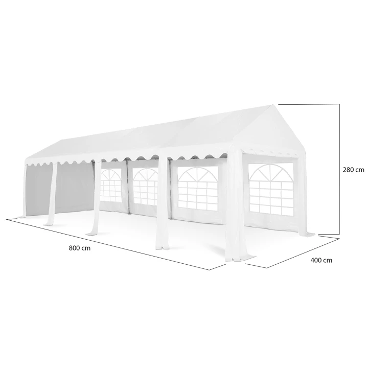 Tente de réception 4x8 M barnum PE 180gr/m² blanc