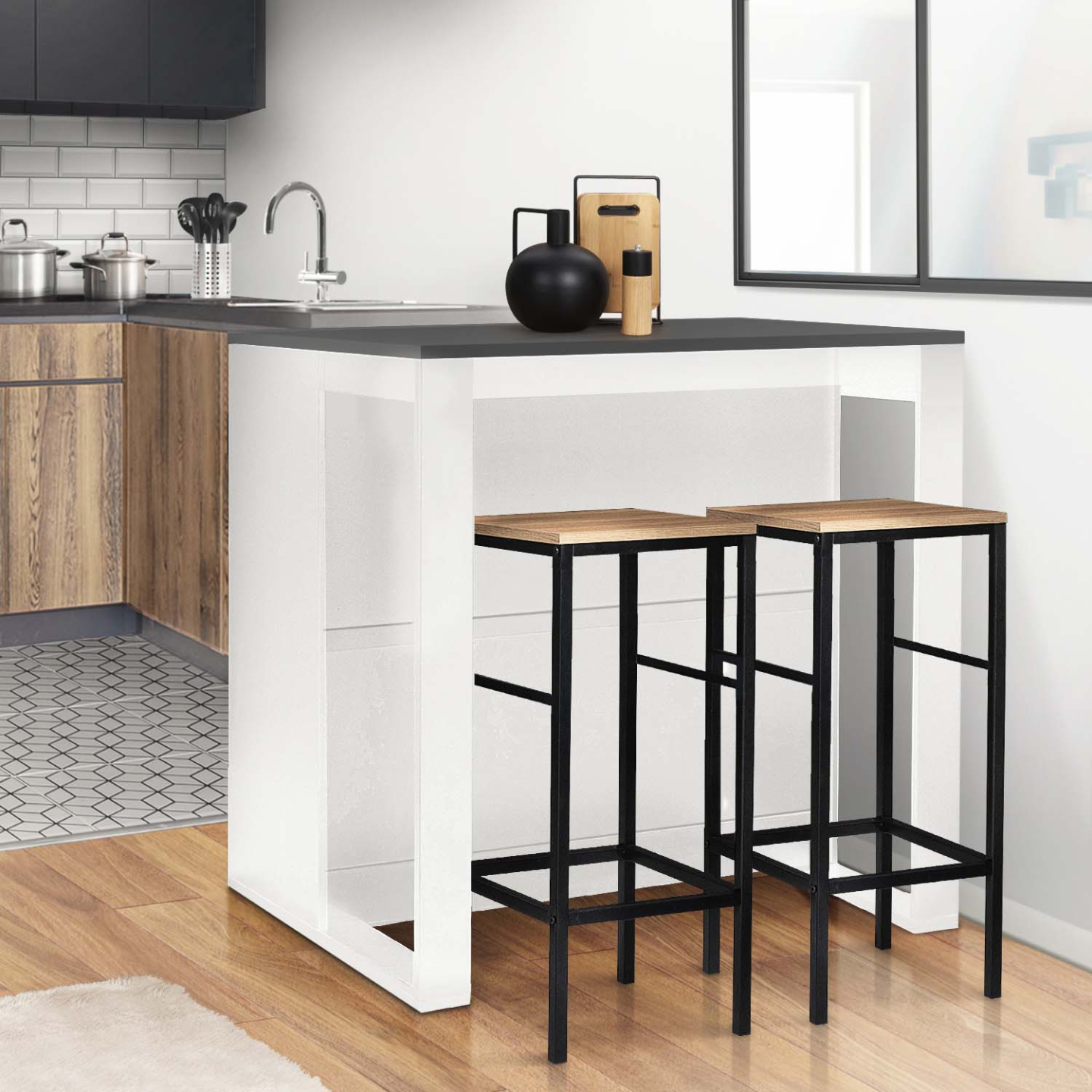 Tavolo Da Bar Tavolo Alto 606075cm Tavolo Quadrato Stile Industriale Con Top In Legnomarrone Scuro 59917158