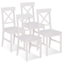 Lot de 4 chaises de cuisine avec croisillons  SUZANNE bois blanc