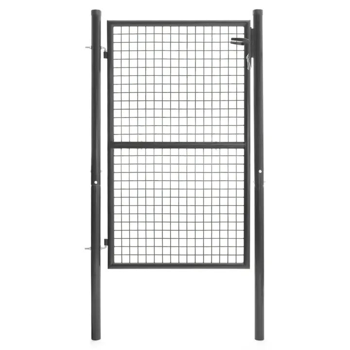 Portillon de jardin 105 x 150 cm en acier gris anthracite avec serrure et poignée