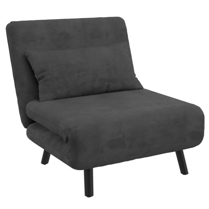 Fauteuil convertible ROMEO lit d'appoint 1 place 80x190 cm velours gris anthracite