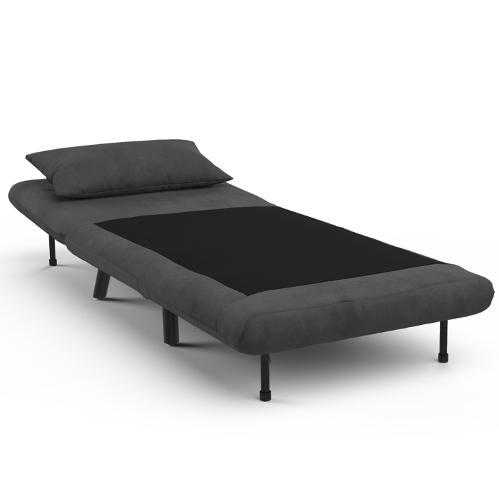 Fauteuil convertible ROMEO lit d'appoint 1 place 80x190 cm velours gris anthracite