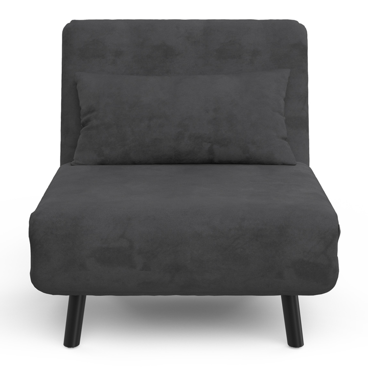Fauteuil convertible ROMEO lit d'appoint 1 place 80x190 cm velours gris anthracite