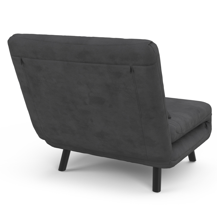 Fauteuil convertible ROMEO lit d'appoint 1 place 80x190 cm velours gris anthracite