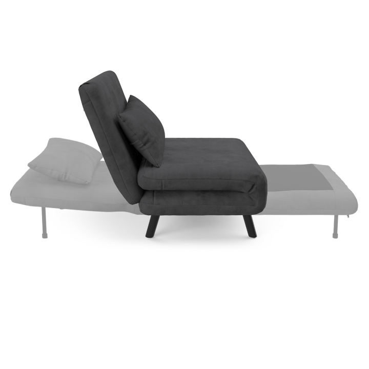 Fauteuil convertible ROMEO lit d'appoint 1 place 80x190 cm velours gris anthracite