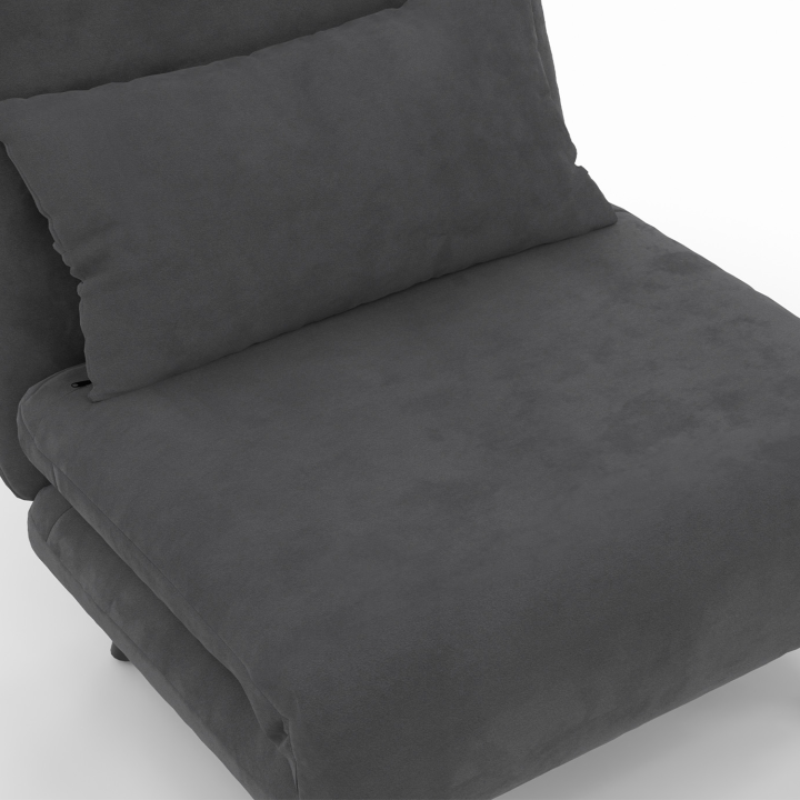 Fauteuil convertible ROMEO lit d'appoint 1 place 80x190 cm velours gris anthracite