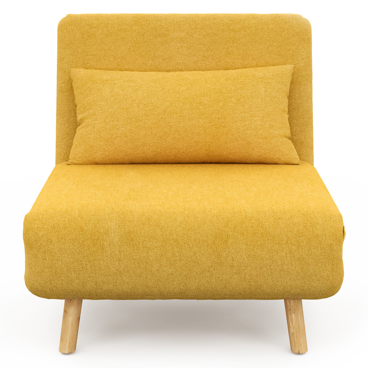Fauteuil convertible ROMEO lit d'appoint 1 place 80x190 cm tissu jaune