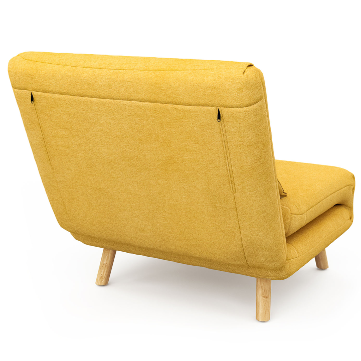 Fauteuil convertible ROMEO lit d'appoint 1 place 80x190 cm tissu jaune