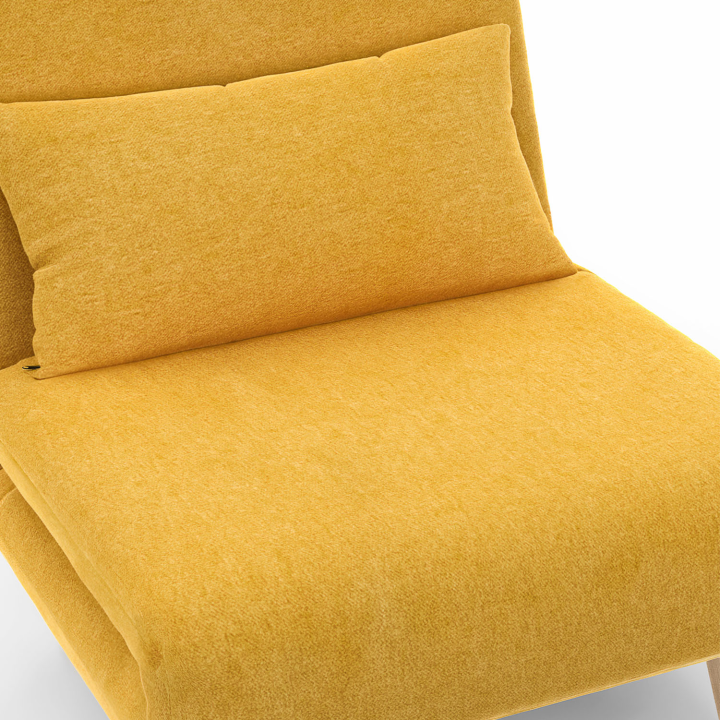 Fauteuil convertible ROMEO lit d'appoint 1 place 80x190 cm tissu jaune