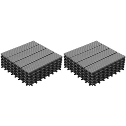 Lot de 10 dalles de terrasse WODHY clipsables bois composite gris
