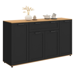 Credenza in legno e nero con 4 ante e 1 cassetto 140cm - VITO | ID Market