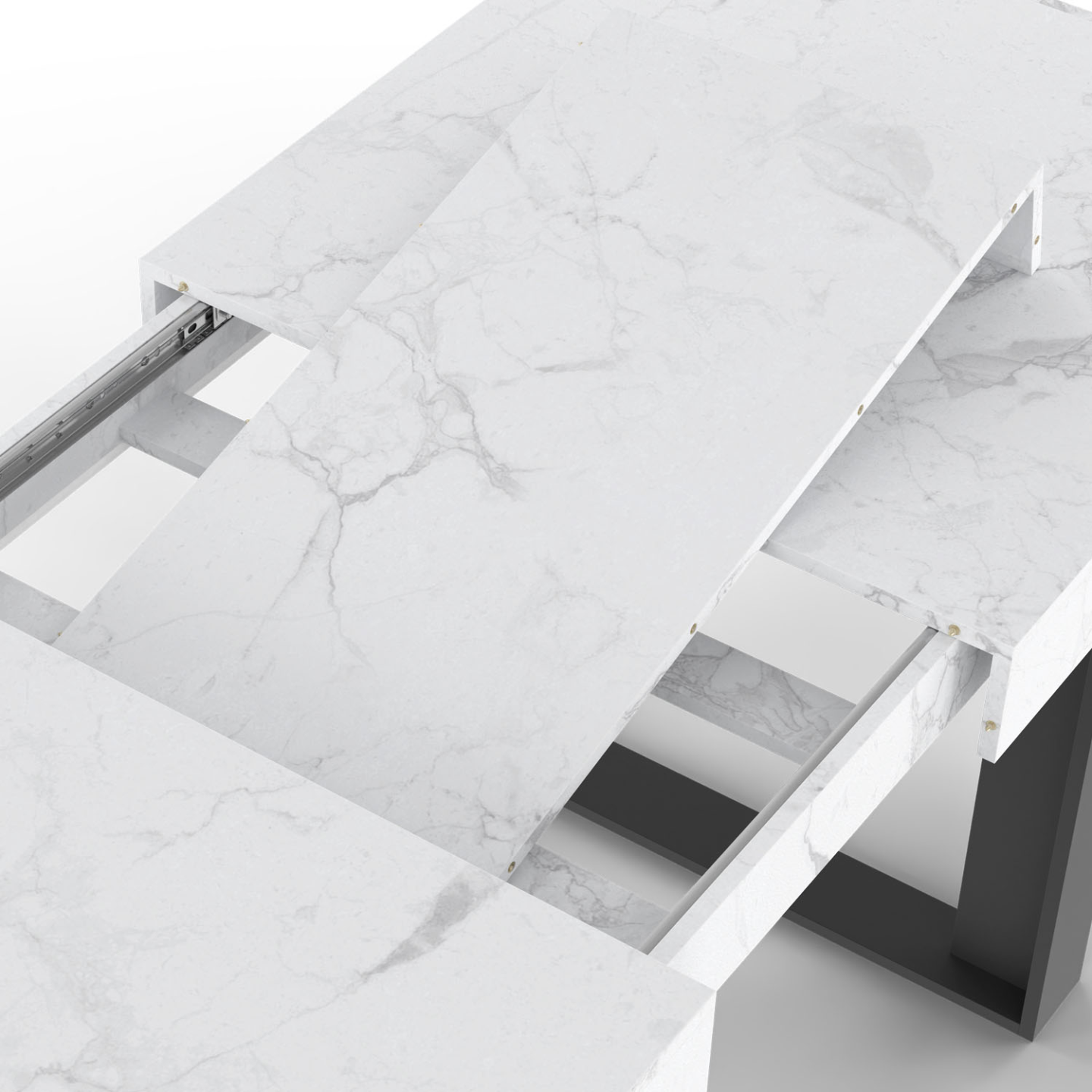 Tavolo Da Pranzo Rettangolare FurnitureR – Piano Effetto Marmo Bianco, Base In Metallo, 120x70x75 Cm, Per 4-6 Persone, Indoor/outdoor