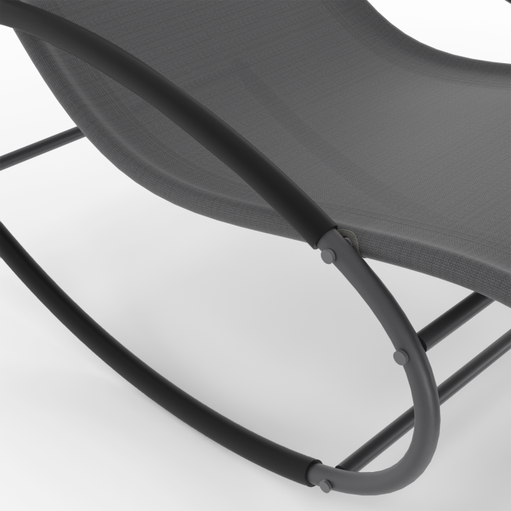 Lot de 2 chaises longues - transat de jardin à bascule MALAWI gris anthracite et toile grise