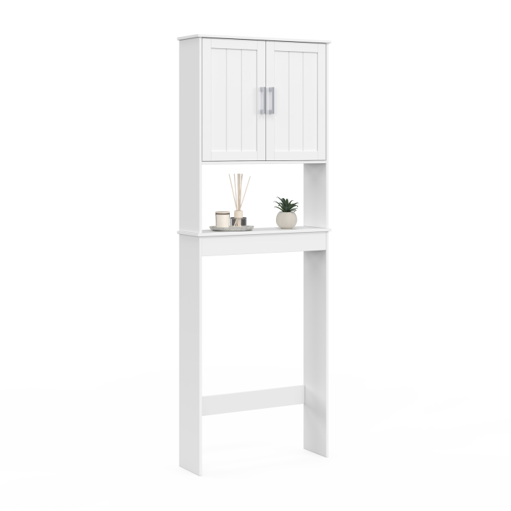 Meuble étagère dessus WC WALDO bois blanc