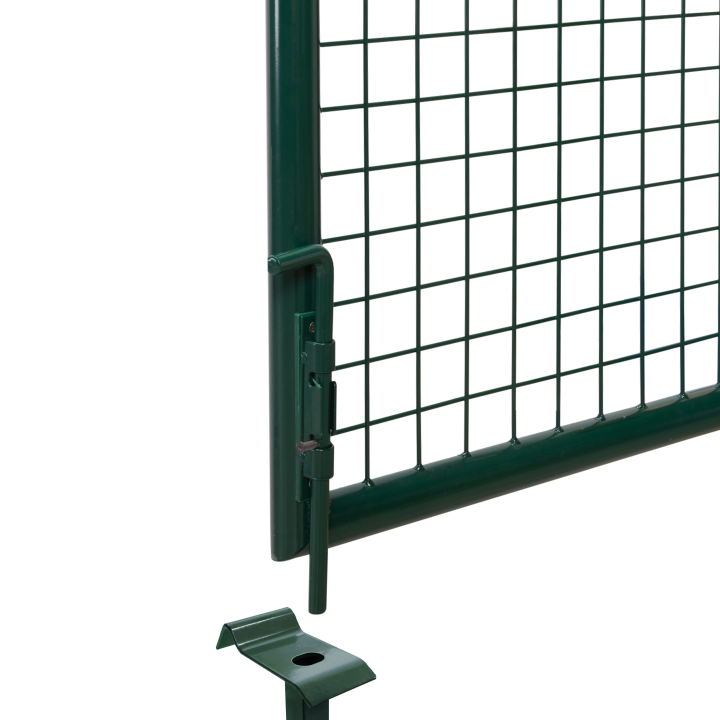 Portillon de jardin double porte 300 x 150 cm en acier vert avec serrure et poignée