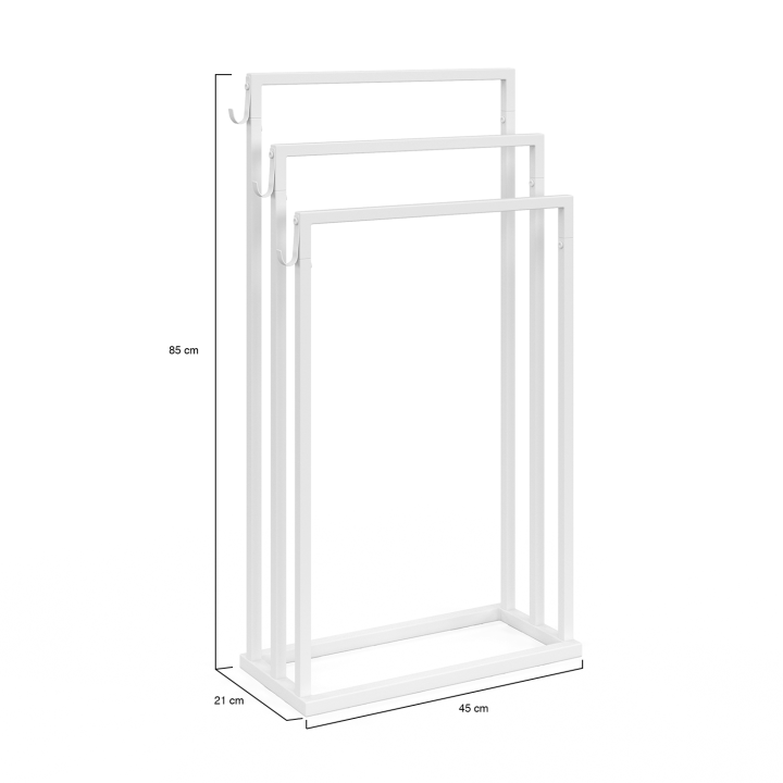 Porte-serviettes sur pied 3 niveaux DALLAS métal blanc design industriel