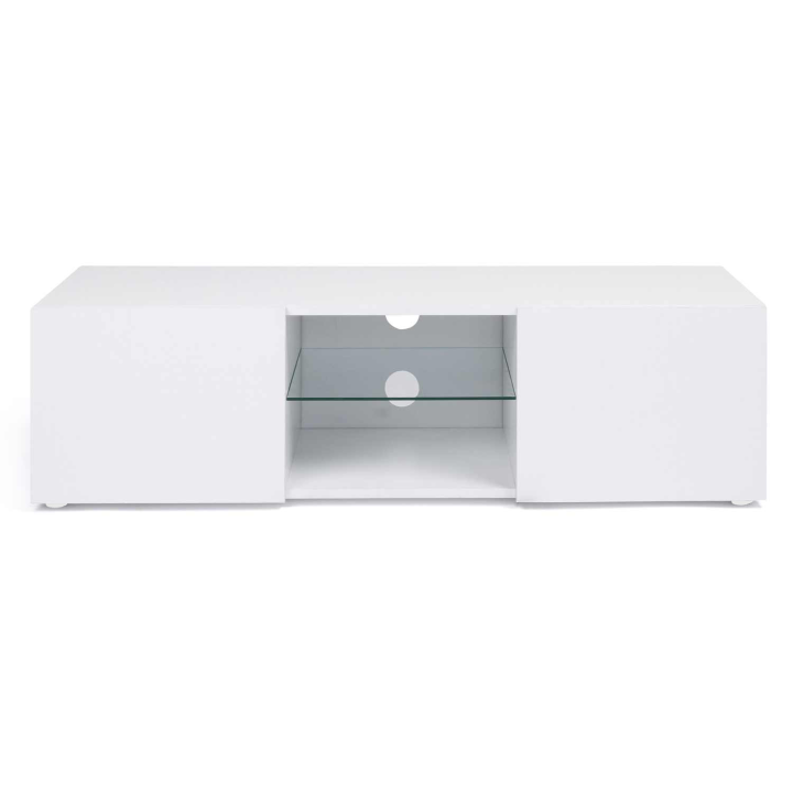 Porta TV LED bianco con ripiano in vetro - ELI | ID Market