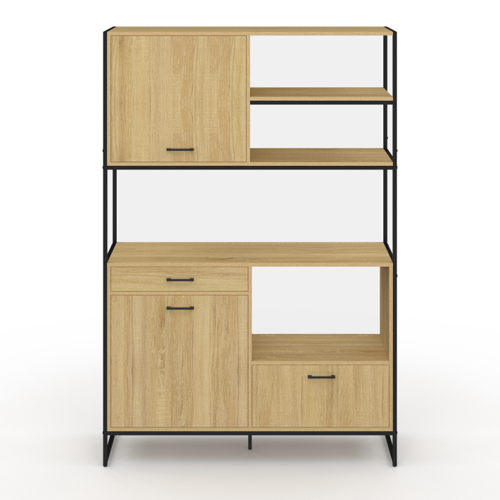 Buffet de cuisine 120 CM DETROIT meuble 2 portes + 2 tiroirs design industriel