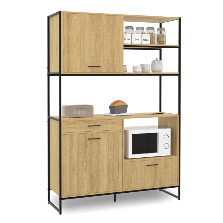 Buffet de cuisine 120 CM DETROIT meuble 2 portes + 2 tiroirs design industriel