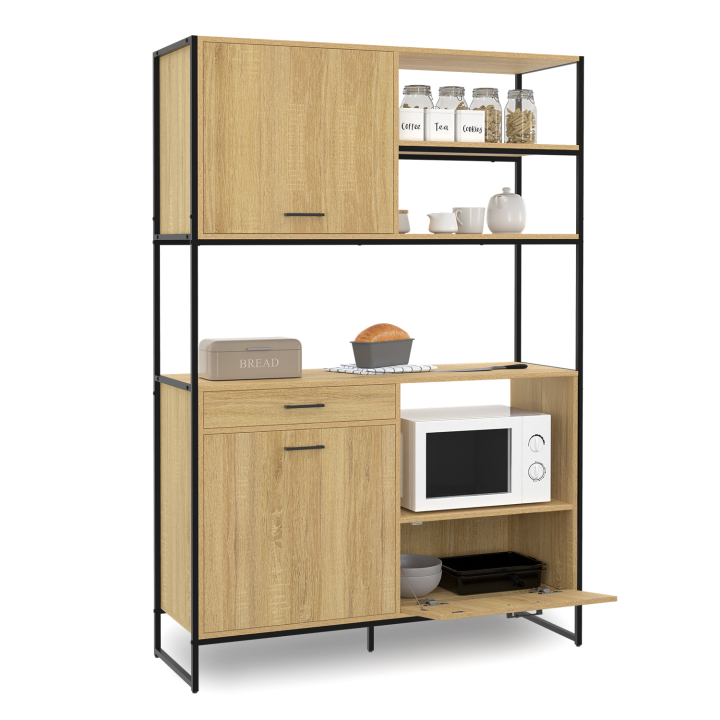 Buffet de cuisine 120 CM DETROIT meuble 2 portes + 2 tiroirs design industriel