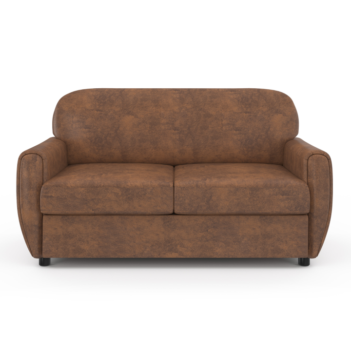 Canapé droit 2 places CLUB vintage GASTON marron foncé effet vieilli