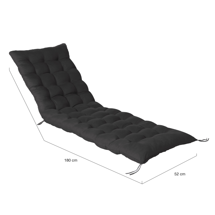 Lot de 2 coussins universel de transat ADAM 180cm noir