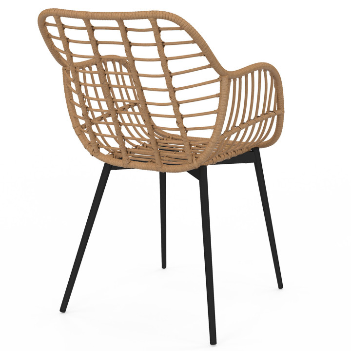 Sedie da pranzo in rattan con gambe in metallo nero - SUMMER | ID Market