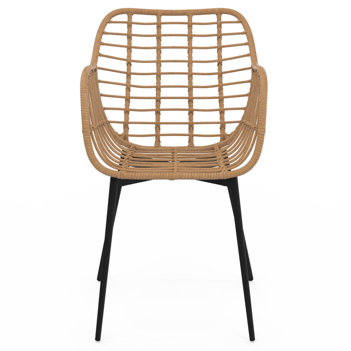 Sedie da pranzo in rattan con gambe in metallo nero - SUMMER | ID Market