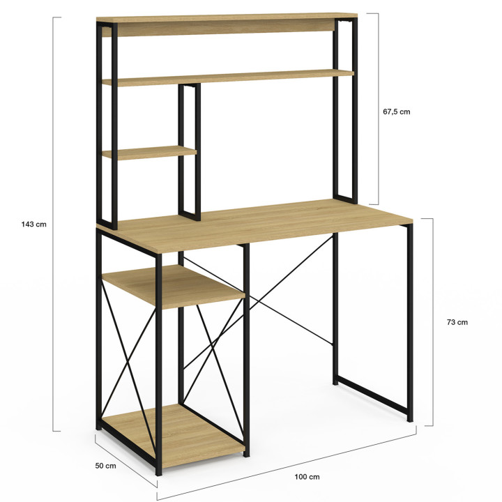 Scrivania di design industriale di DETROIT con ripiani portaoggetti