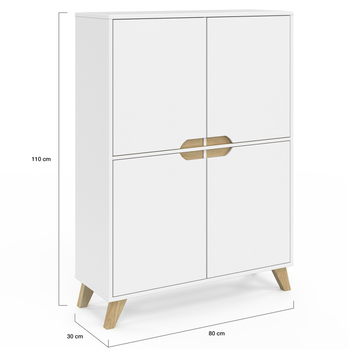 Mobile scandinavo bianco a 4 ante - HELSINKI | ID Market