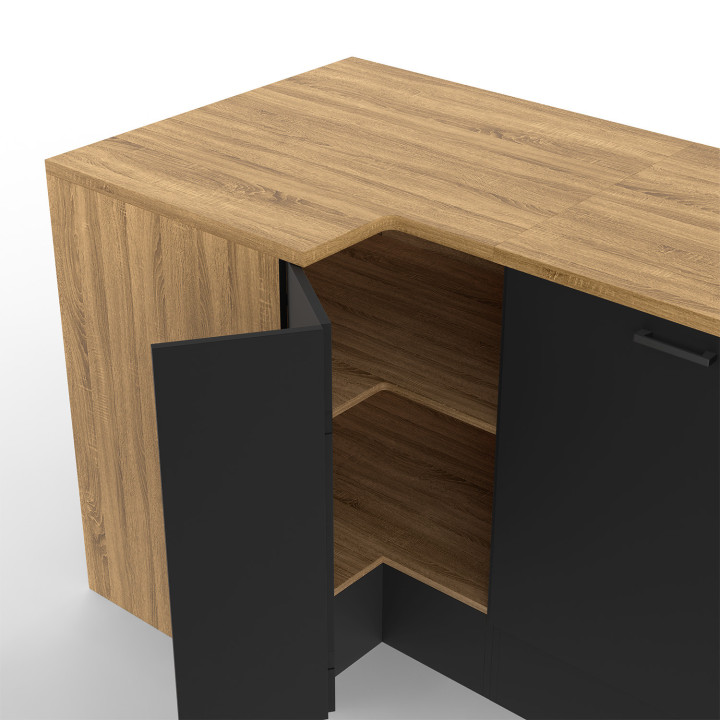 Cucina completa ad angolo in legno e nero 400 cm - SUBTIL | ID Market