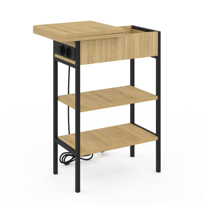 Tavolino / comodino di design industriale con presa di corrente - DETROIT | ID Market