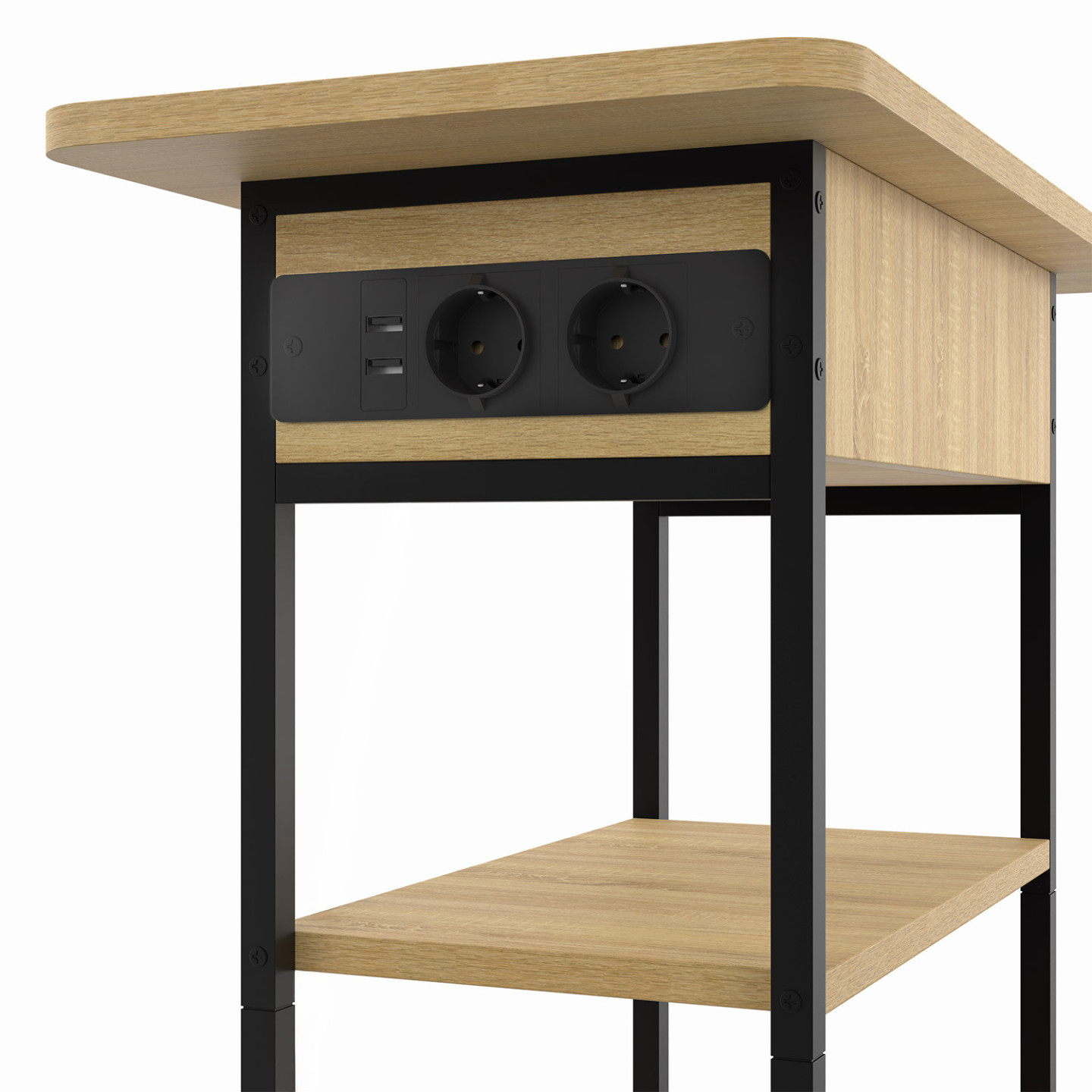 Yaheetech Comodino Industriale In Legno E Metallo 46x33x53cm - Tavolino Laterale Impilabile Per Soggiorno