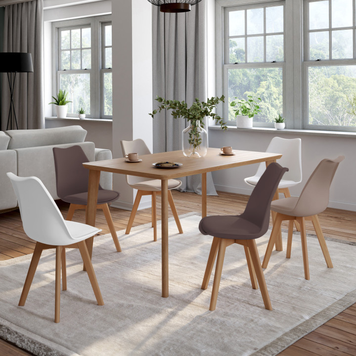 6 sedie scandinave in mix di colore tortora, beige e bianco - SARA | ID Market