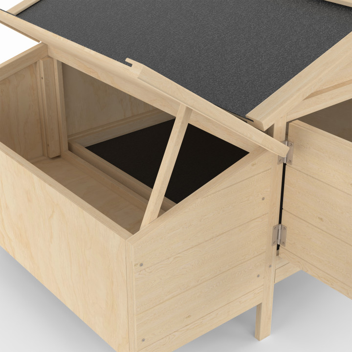 Pollaio a 5 galline con nido in legno su trampoli XXL