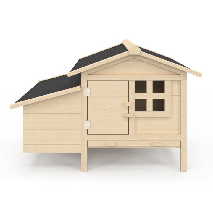 Pollaio a 5 galline con nido in legno su trampoli XXL