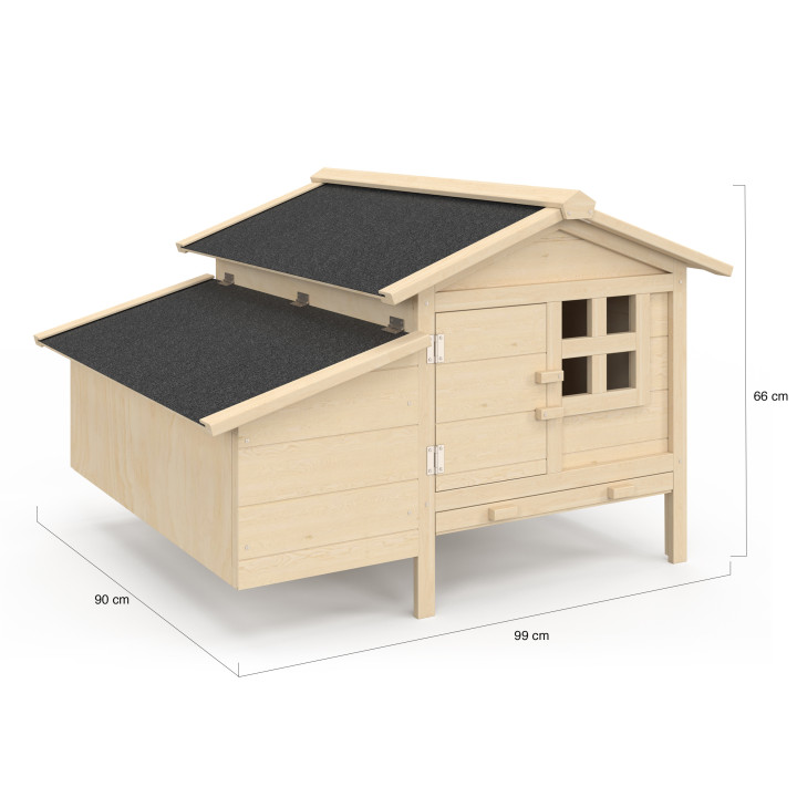 Pollaio a 5 galline con nido in legno su trampoli XXL