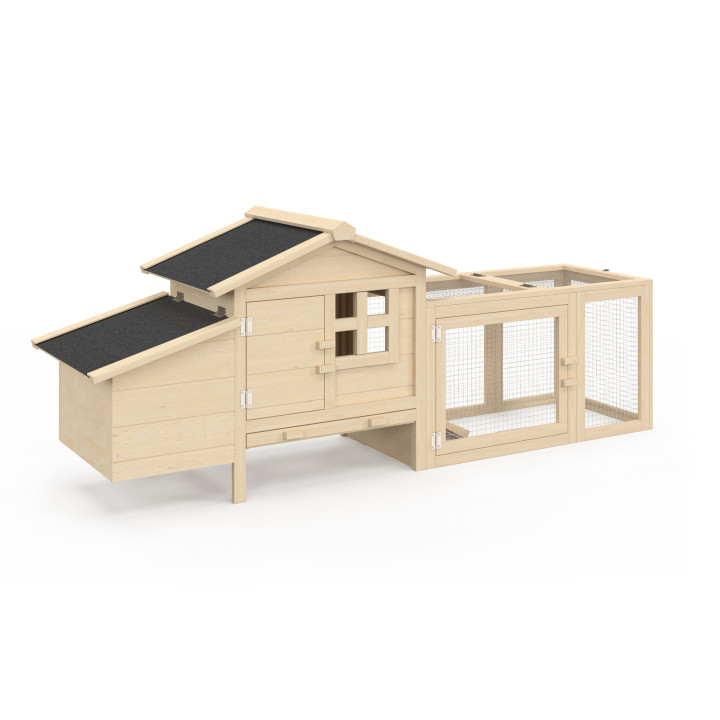 Pollaio per 2 galline con recinto e nido in legno su palafitte